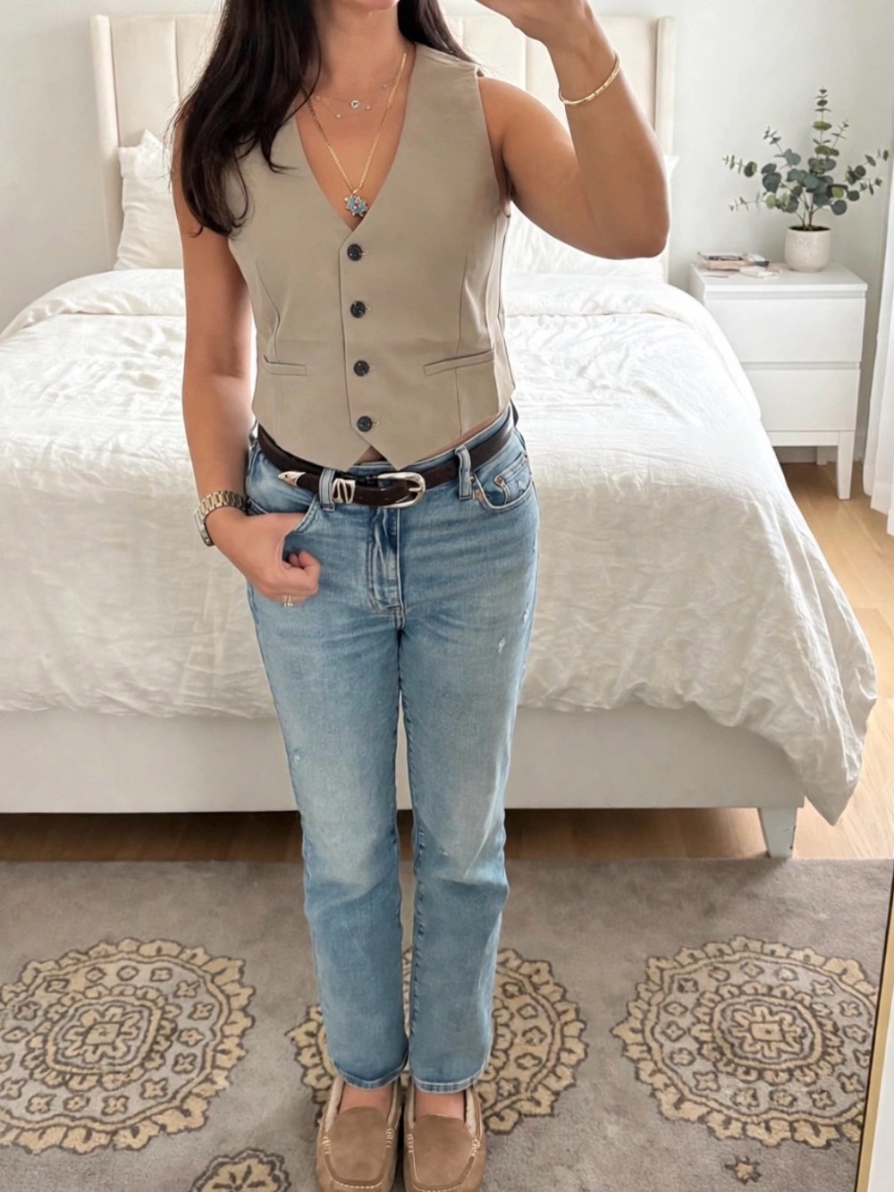 HYFVE Beige Vest v neck with buttons nwt multi sizes
